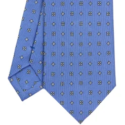 CRAVATTA SARTORIALE CLASSICA IN SETA AZZURRO POLVERE Microfantasia fiore