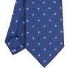 CRAVATTA SARTORIALE CLASSICA IN SETA BLU Microfantasia fiore