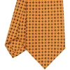 CRAVATTA SARTORIALE CLASSICA IN SETA ARANCIONE Microfantasia fiore