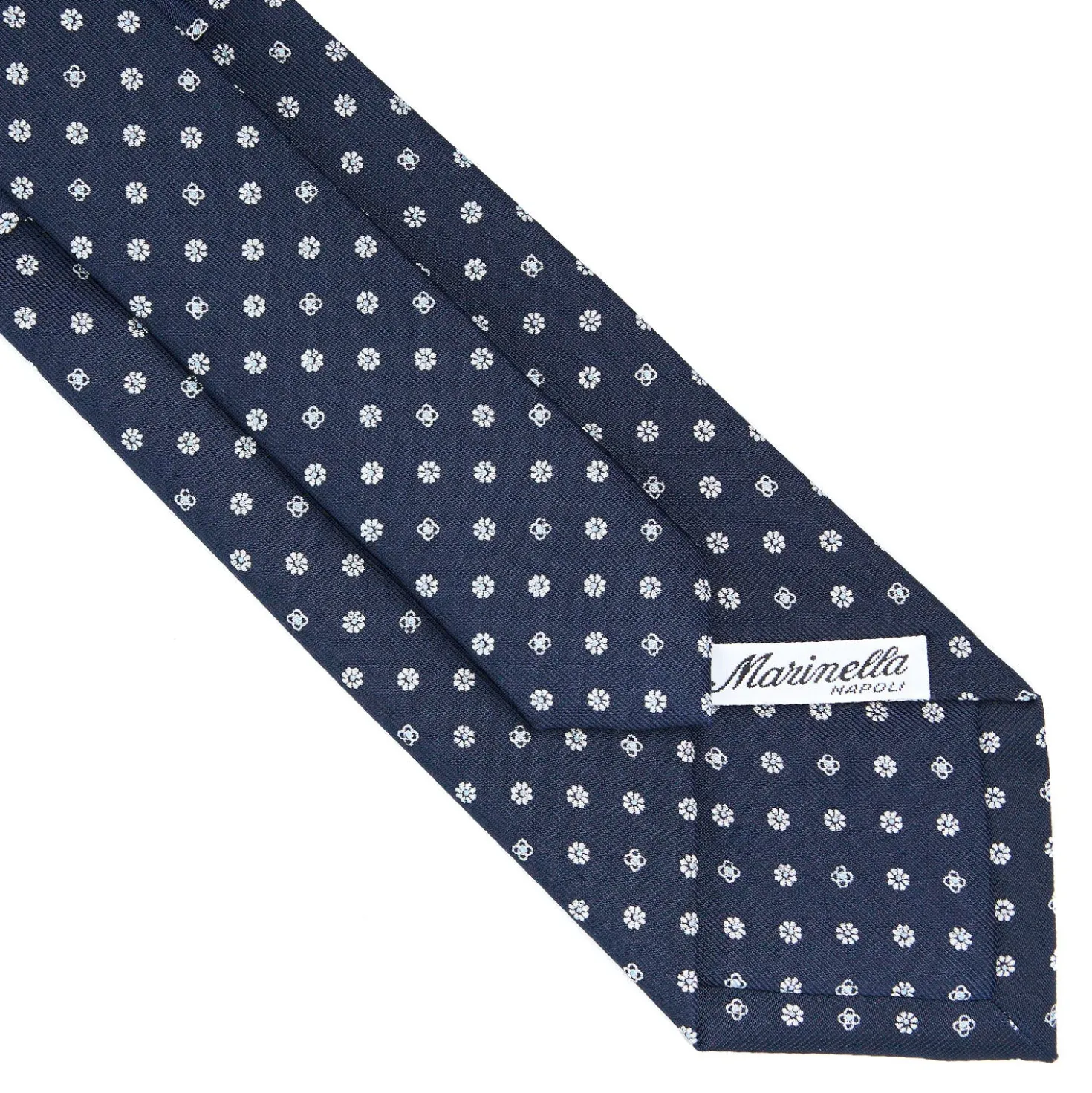 CRAVATTA SARTORIALE CLASSICA IN SETA BLU SCURO Microfantasia fiore