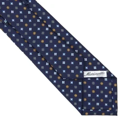 CRAVATTA SARTORIALE CLASSICA IN SETA BLU SCURO Microfantasia fiore