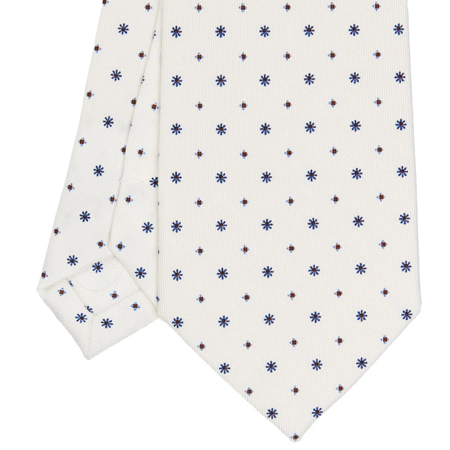 CRAVATTA SARTORIALE CLASSICA IN SETA BIANCA Microfantasia fiore