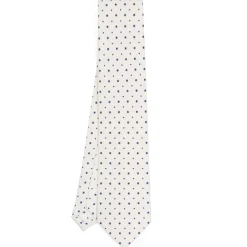 CRAVATTA SARTORIALE CLASSICA IN SETA BIANCA Microfantasia fiore