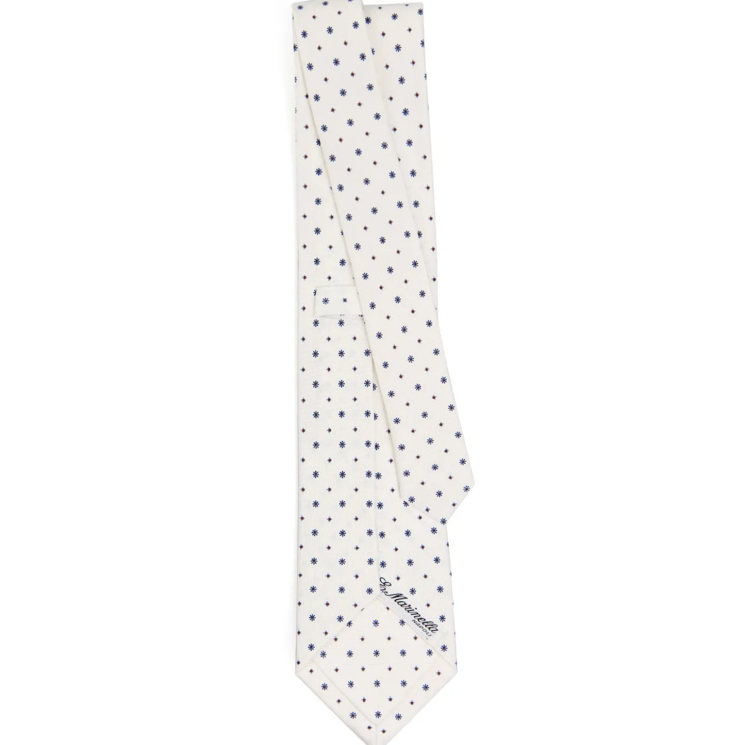 CRAVATTA SARTORIALE CLASSICA IN SETA BIANCA Microfantasia fiore