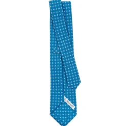 CRAVATTA SARTORIALE CLASSICA IN SETA BLU MEDIO Microfantasia fiore