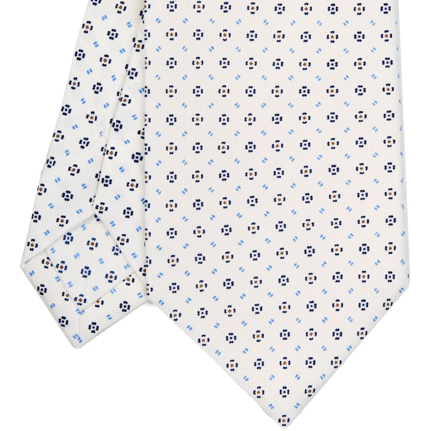 CRAVATTA SARTORIALE CLASSICA IN SETA BIANCA Microfantasia fiore