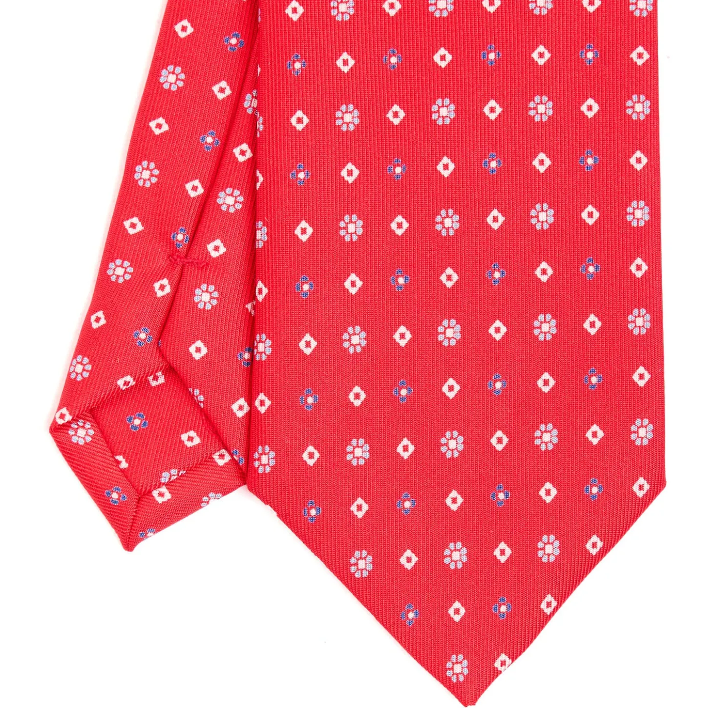 CRAVATTA SARTORIALE CLASSICA IN SETA ROSSA Microfantasia fiore
