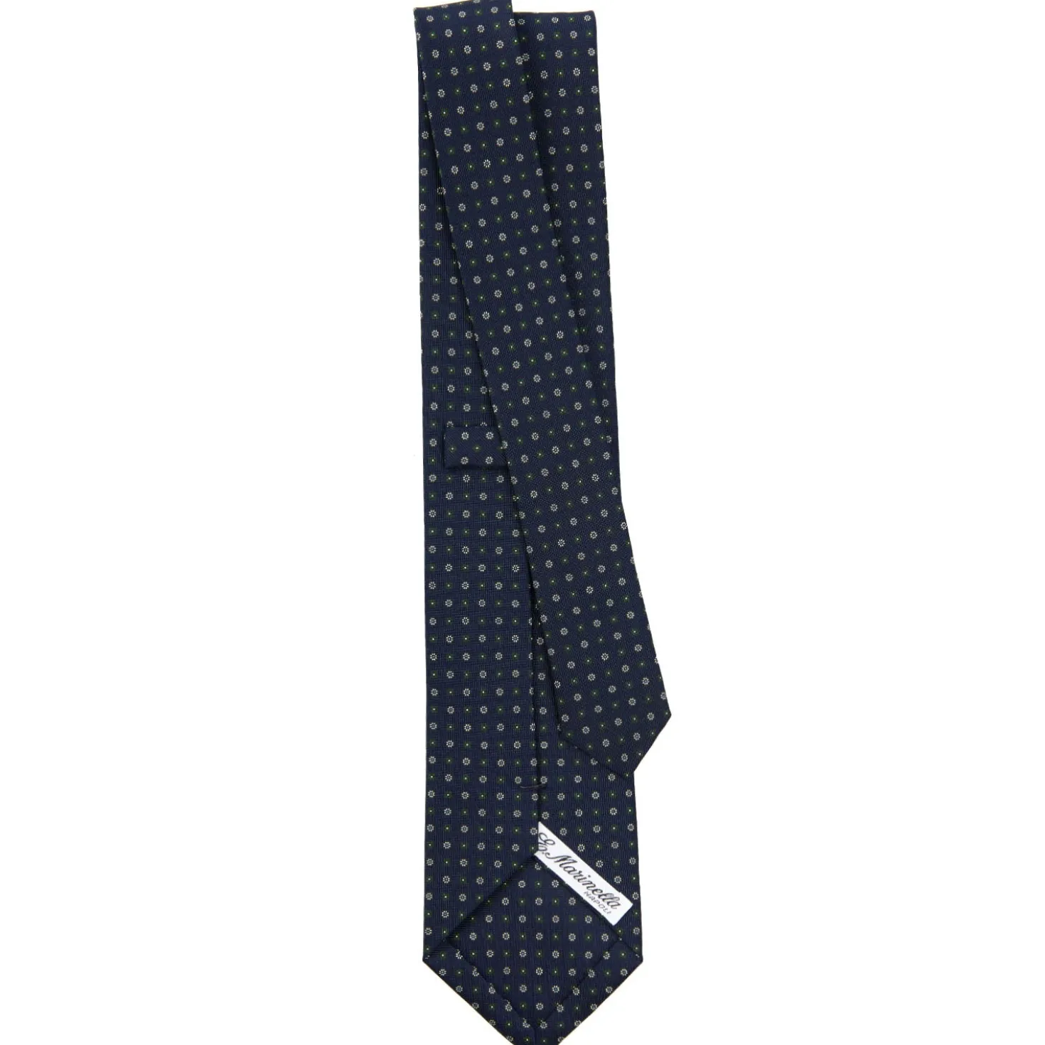 CRAVATTA SARTORIALE CLASSICA IN SETA BLU SCURO Microfantasia fiore