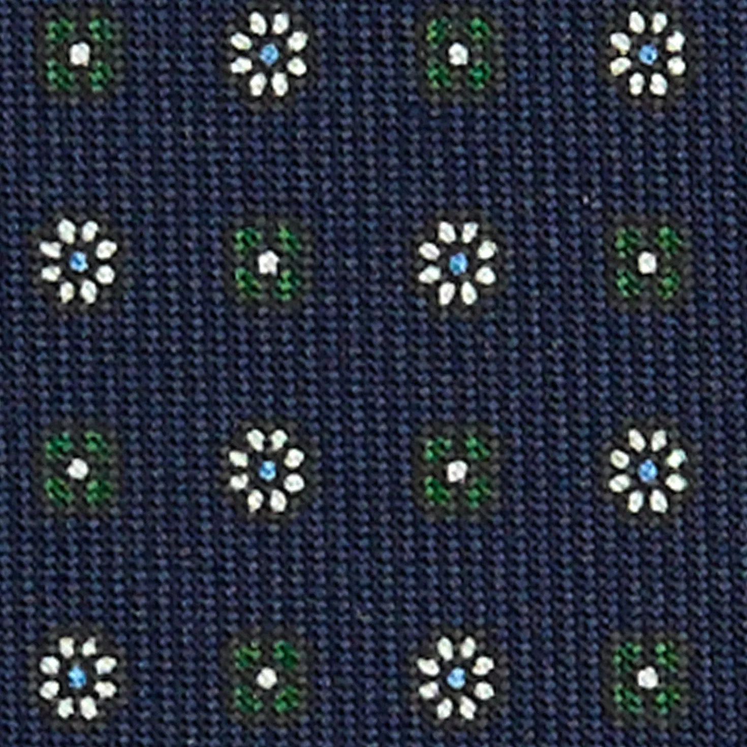 CRAVATTA SARTORIALE CLASSICA IN SETA BLU SCURO Microfantasia fiore