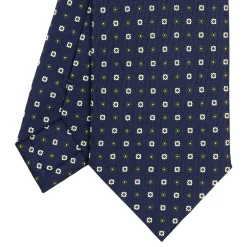 CRAVATTA SARTORIALE CLASSICA IN SETA BLU SCURO Microfantasia fiore