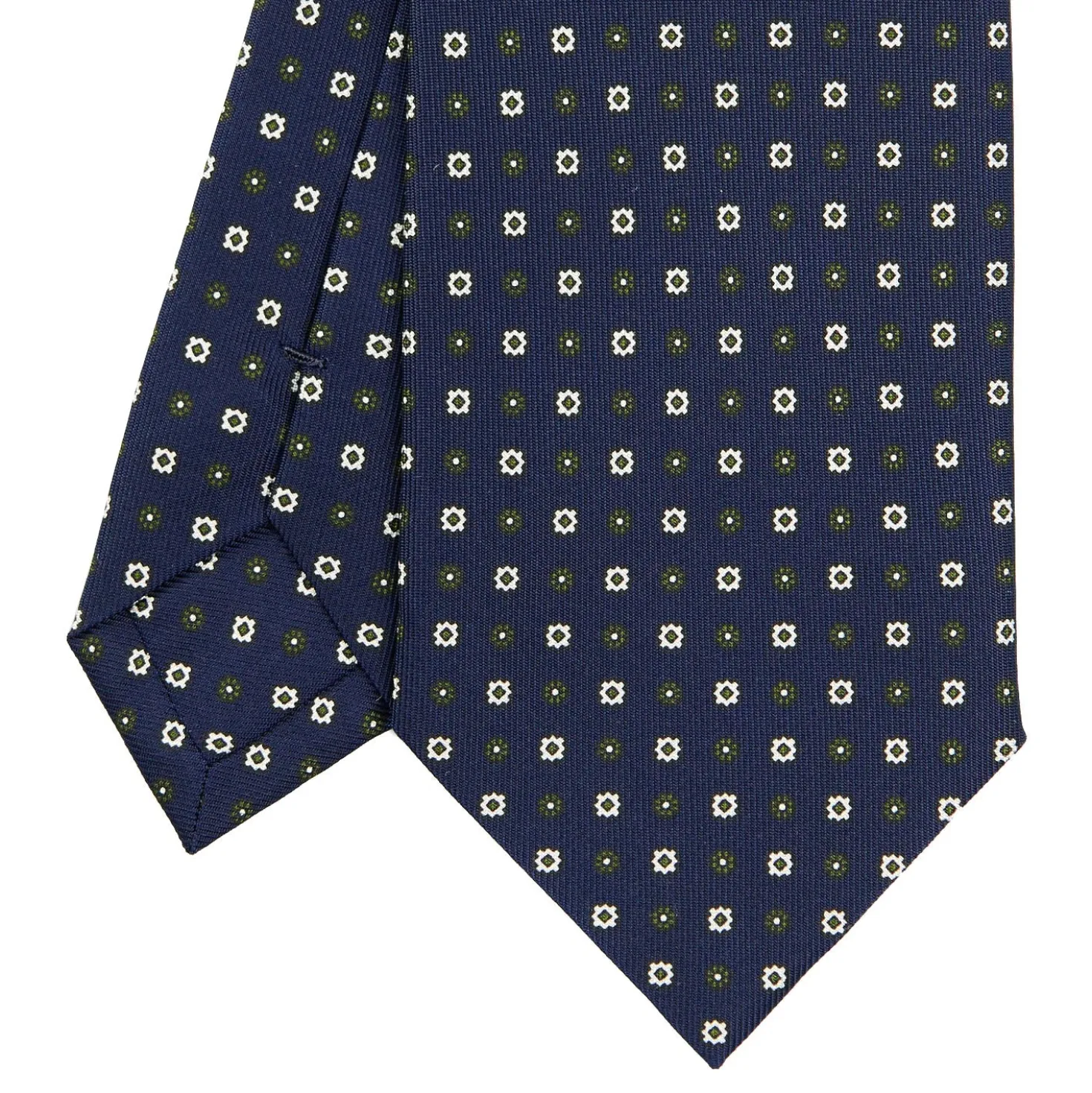 CRAVATTA SARTORIALE CLASSICA IN SETA BLU SCURO Microfantasia fiore