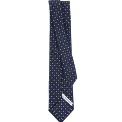 CRAVATTA SARTORIALE CLASSICA IN SETA BLU SCURO Microfantasia fiore