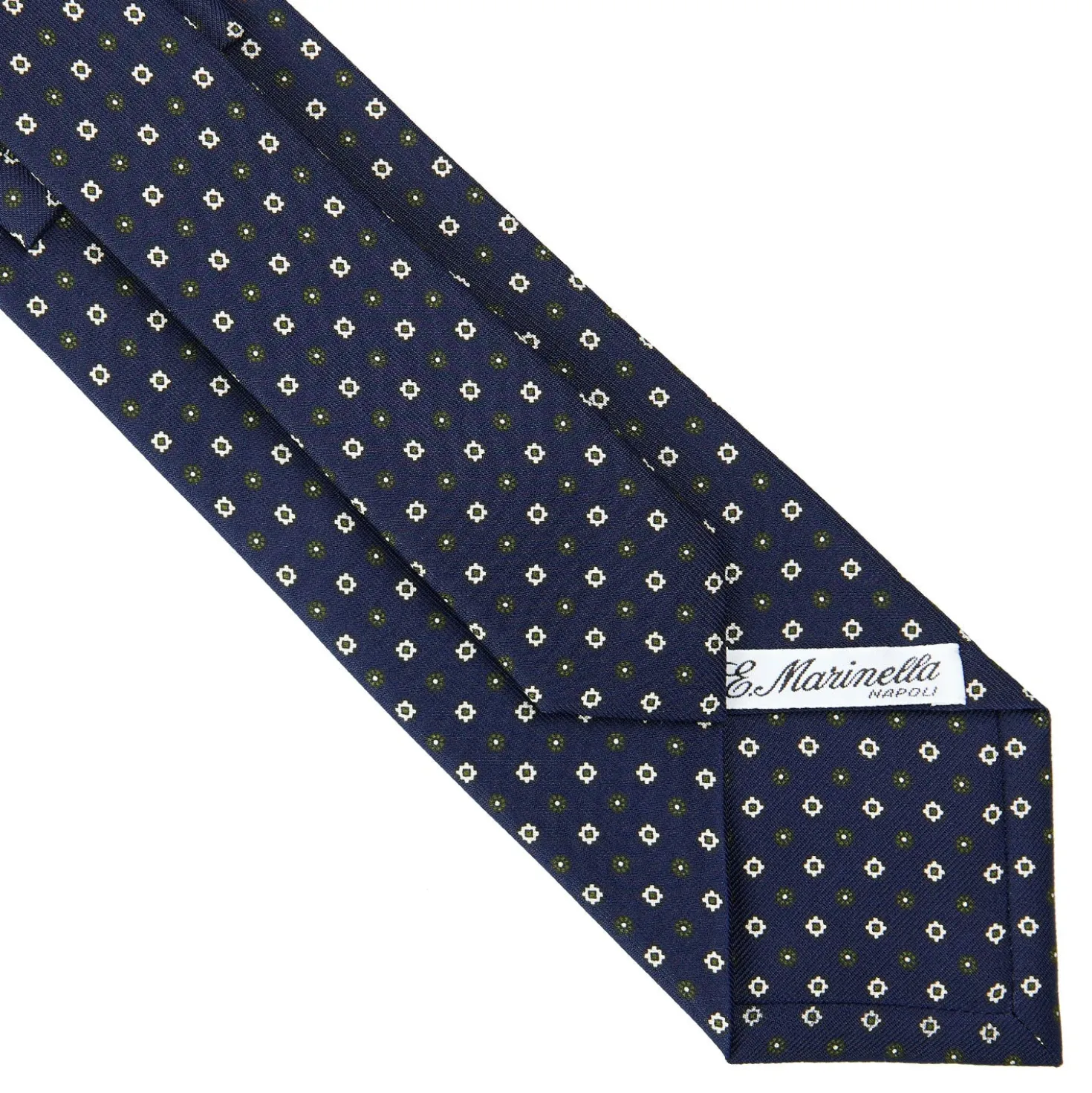 CRAVATTA SARTORIALE CLASSICA IN SETA BLU SCURO Microfantasia fiore