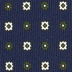 CRAVATTA SARTORIALE CLASSICA IN SETA BLU SCURO Microfantasia fiore