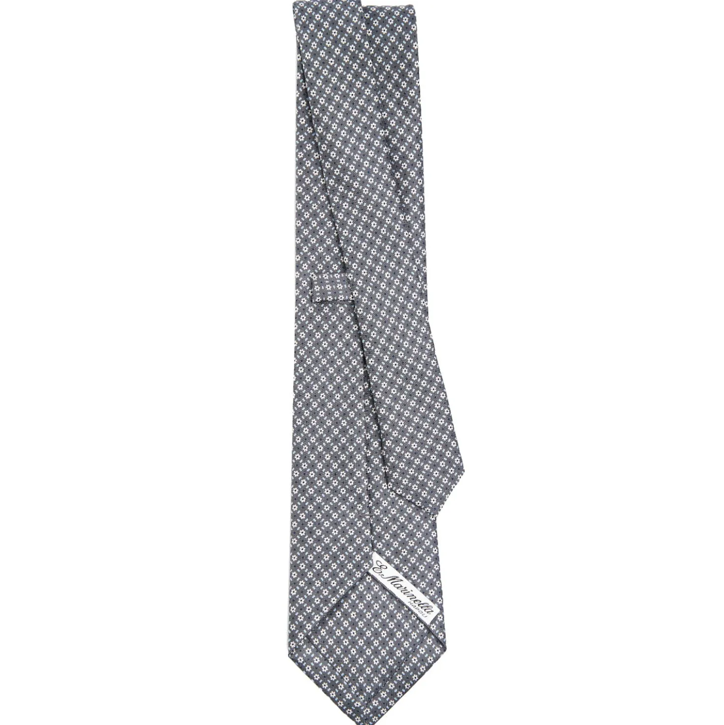 CRAVATTA SARTORIALE CLASSICA IN SETA GRIGIO SCURO Microfantasia fiore