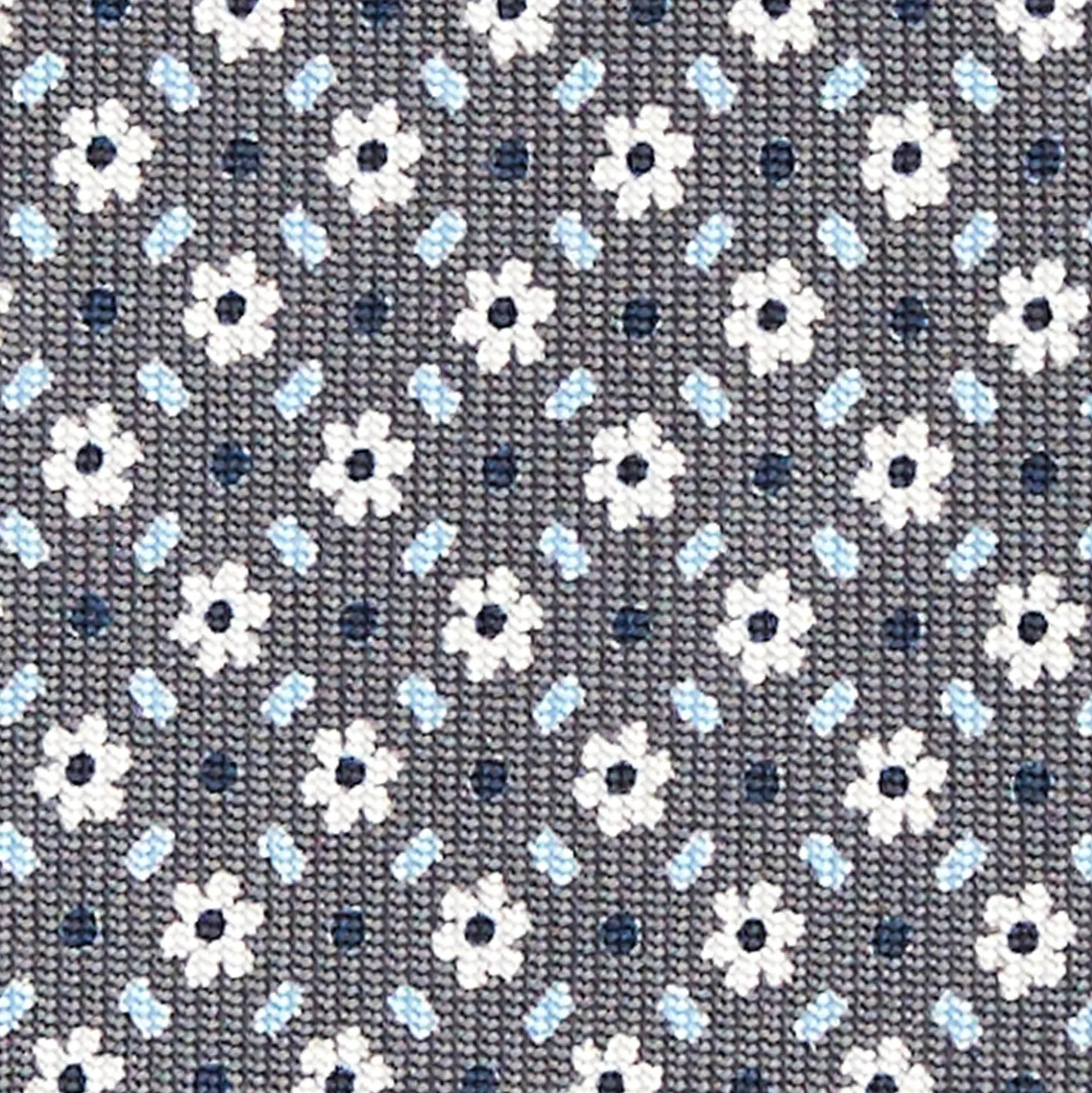 CRAVATTA SARTORIALE CLASSICA IN SETA GRIGIO SCURO Microfantasia fiore