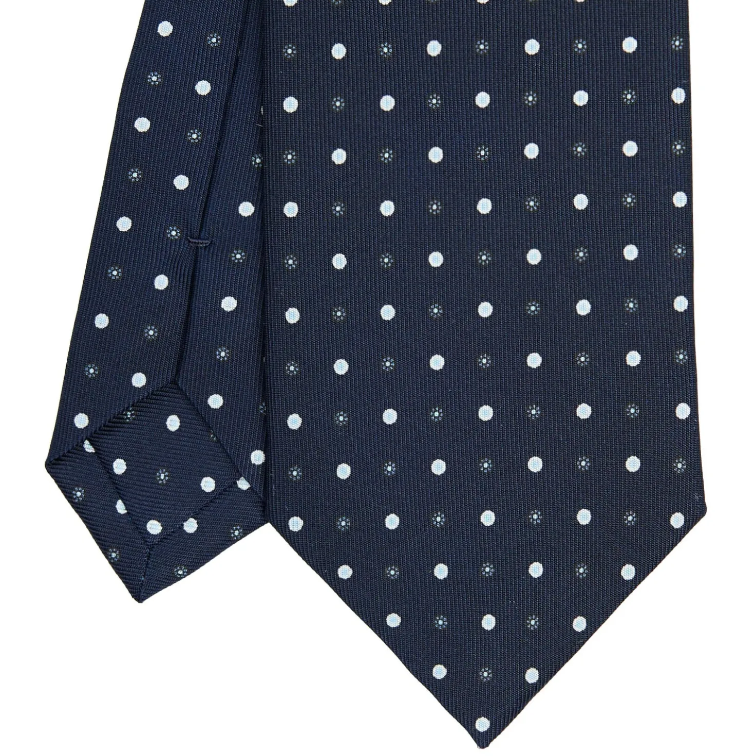 CRAVATTA SARTORIALE CLASSICA IN SETA BLU SCURO Microfantasia fiore