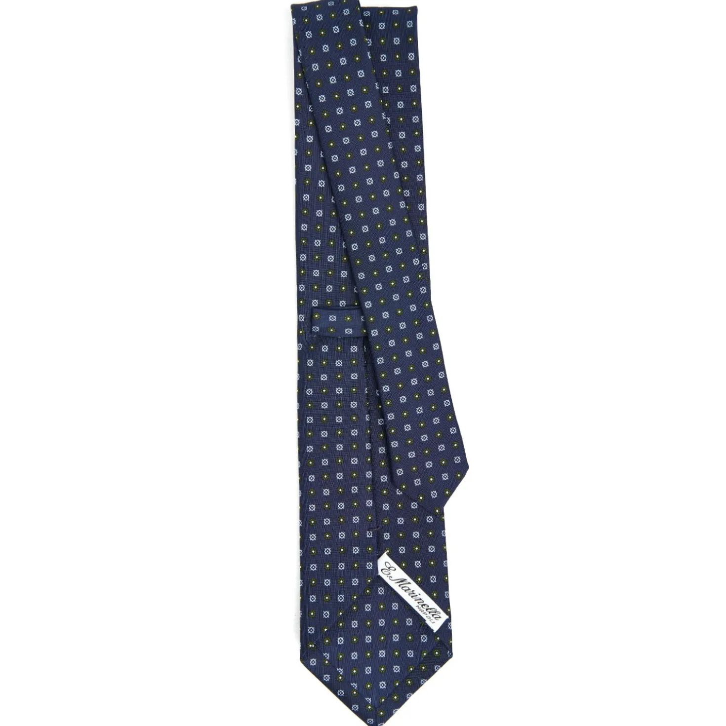 CRAVATTA SARTORIALE CLASSICA IN SETA BLU SCURO Microfantasia fiore