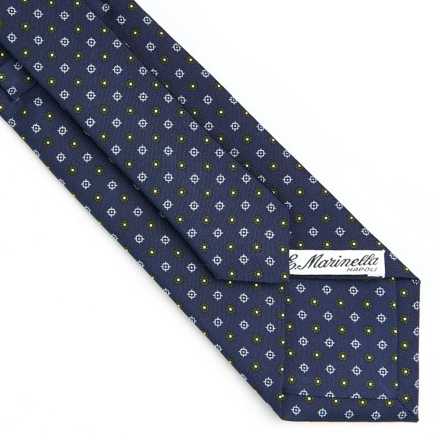 CRAVATTA SARTORIALE CLASSICA IN SETA BLU SCURO Microfantasia fiore