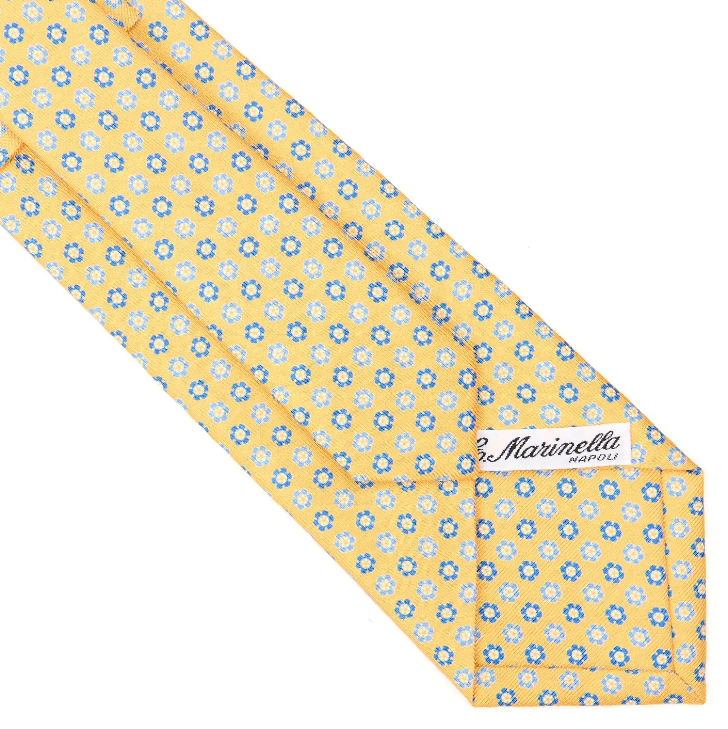 CRAVATTA SARTORIALE CLASSICA IN SETA GIALLA Microfantasia fiore