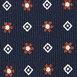 CRAVATTA SARTORIALE CLASSICA IN SETA BLU SCURO Microfantasia fiore