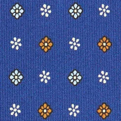 CRAVATTA SARTORIALE CLASSICA IN SETA BLU Microfantasia fiore
