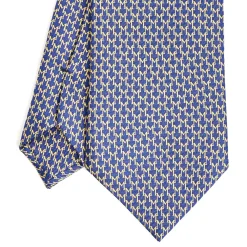 CRAVATTA SARTORIALE CLASSICA IN SETA BLU SCURO Microfantasia m geometrica