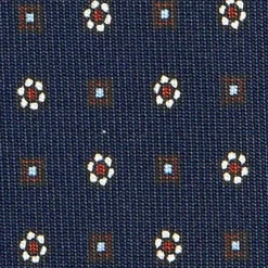 CRAVATTA SARTORIALE CLASSICA IN SETA BLU SCURO Microfantasia fiore