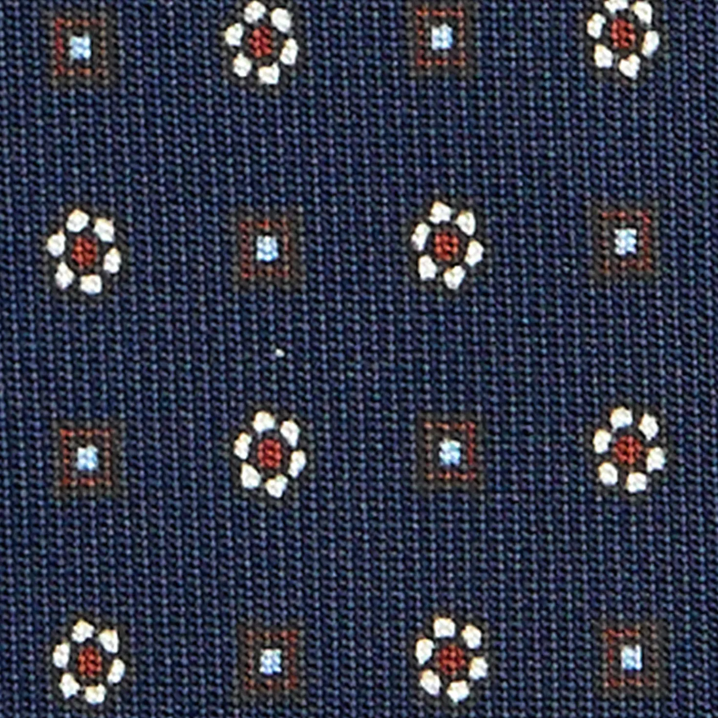 CRAVATTA SARTORIALE CLASSICA IN SETA BLU SCURO Microfantasia fiore