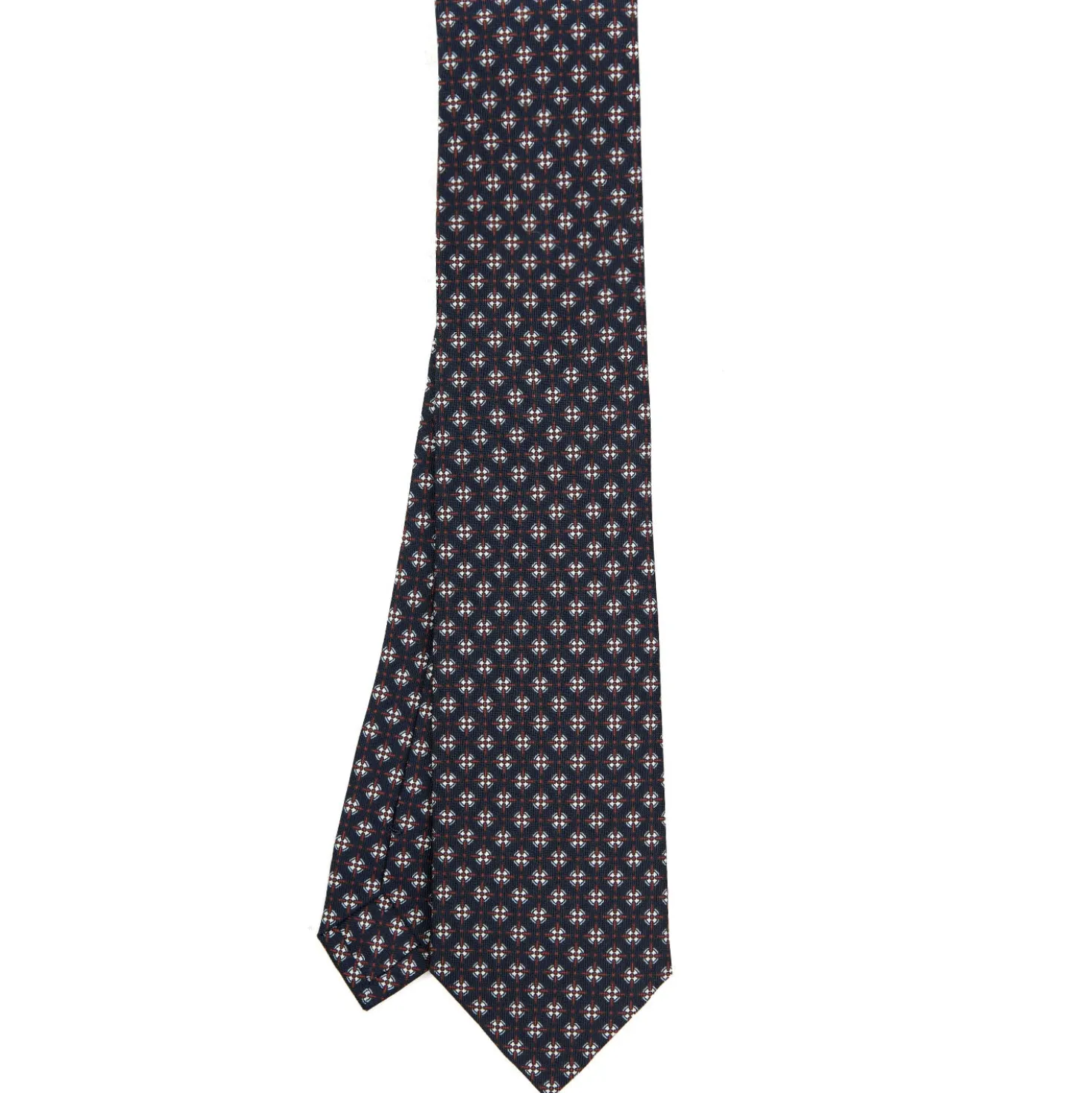 CRAVATTA SARTORIALE CLASSICA IN SETA BLU SCURO Microfantasia fiore