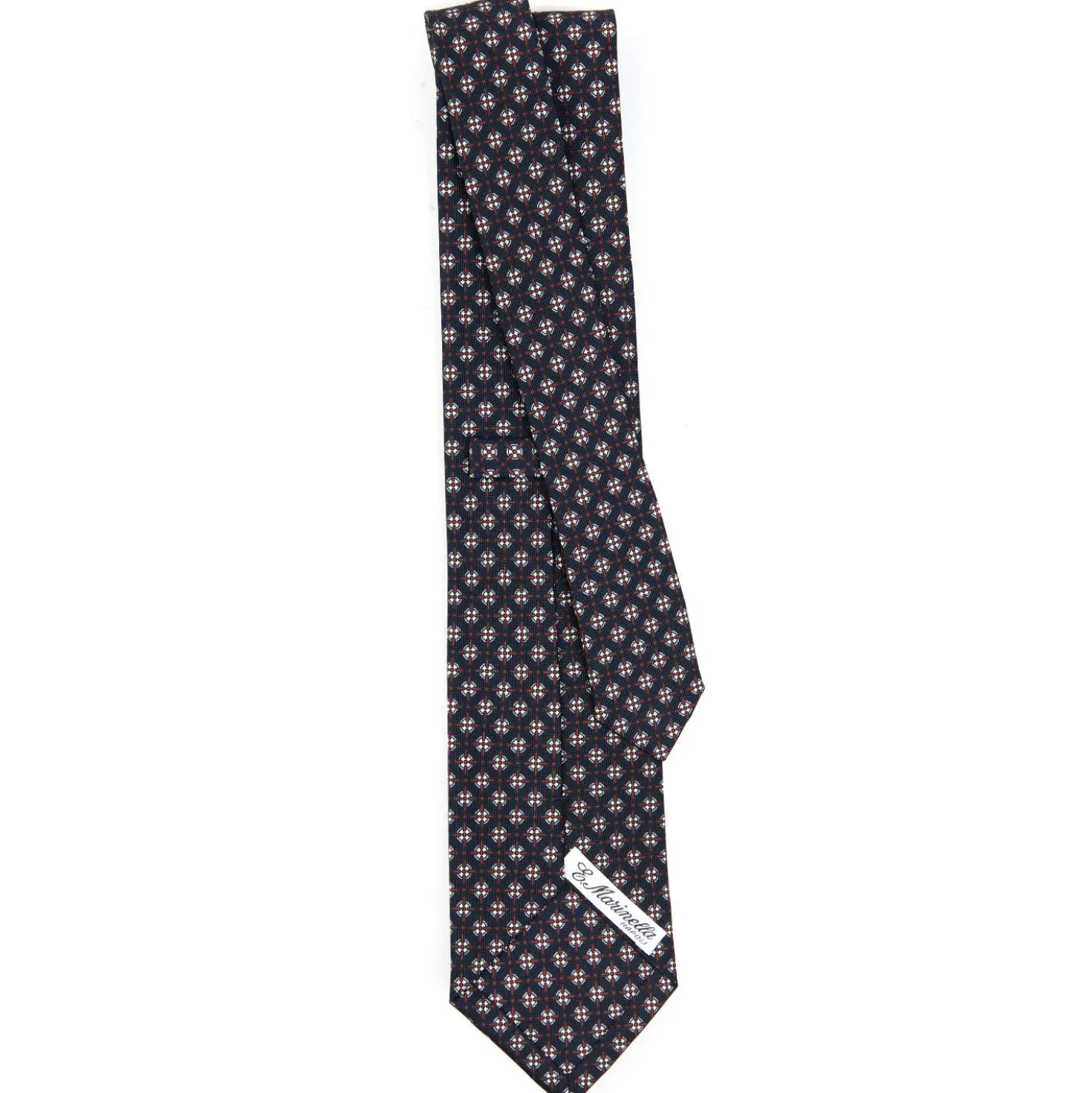 CRAVATTA SARTORIALE CLASSICA IN SETA BLU SCURO Microfantasia fiore