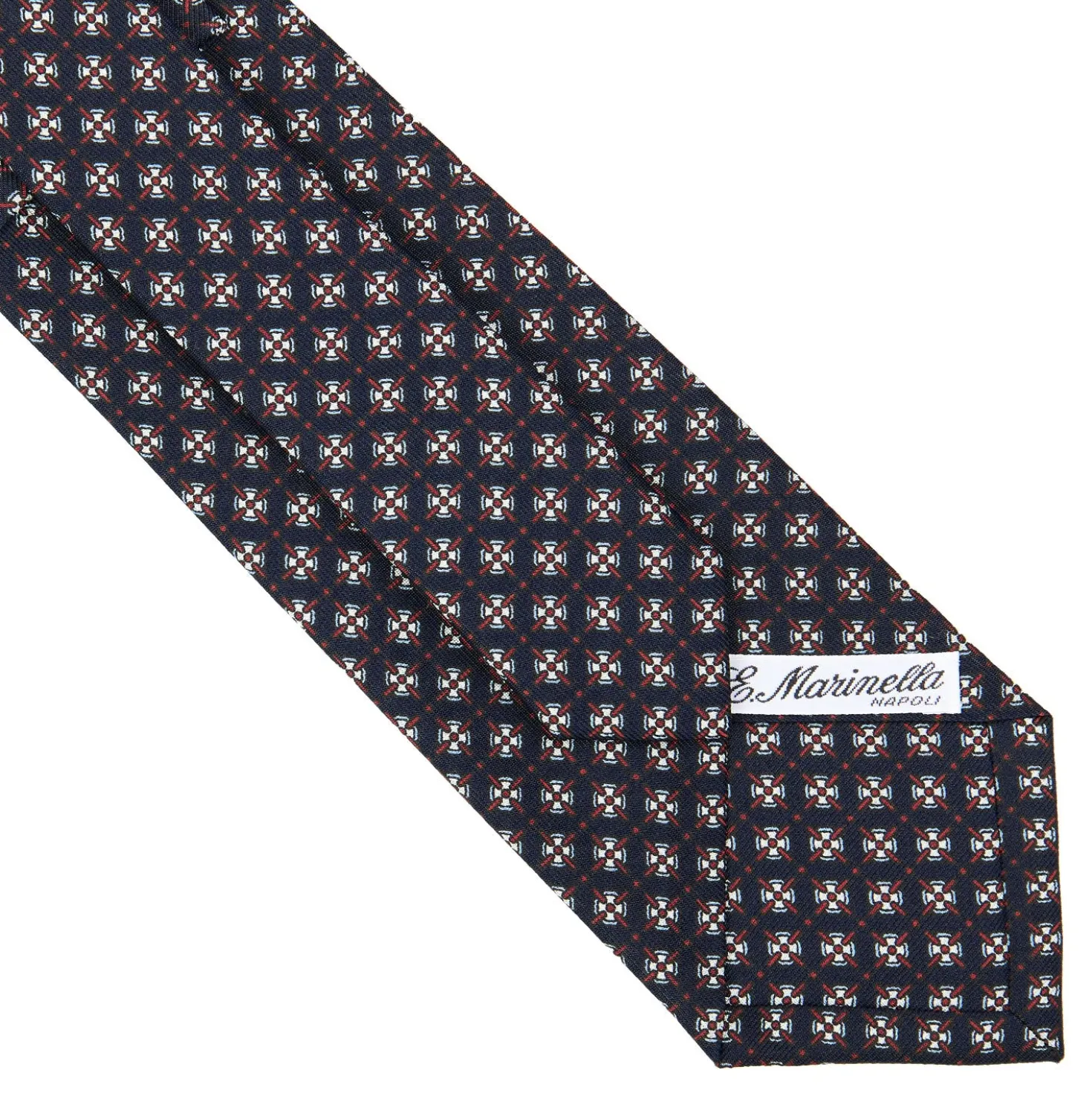 CRAVATTA SARTORIALE CLASSICA IN SETA BLU SCURO Microfantasia fiore