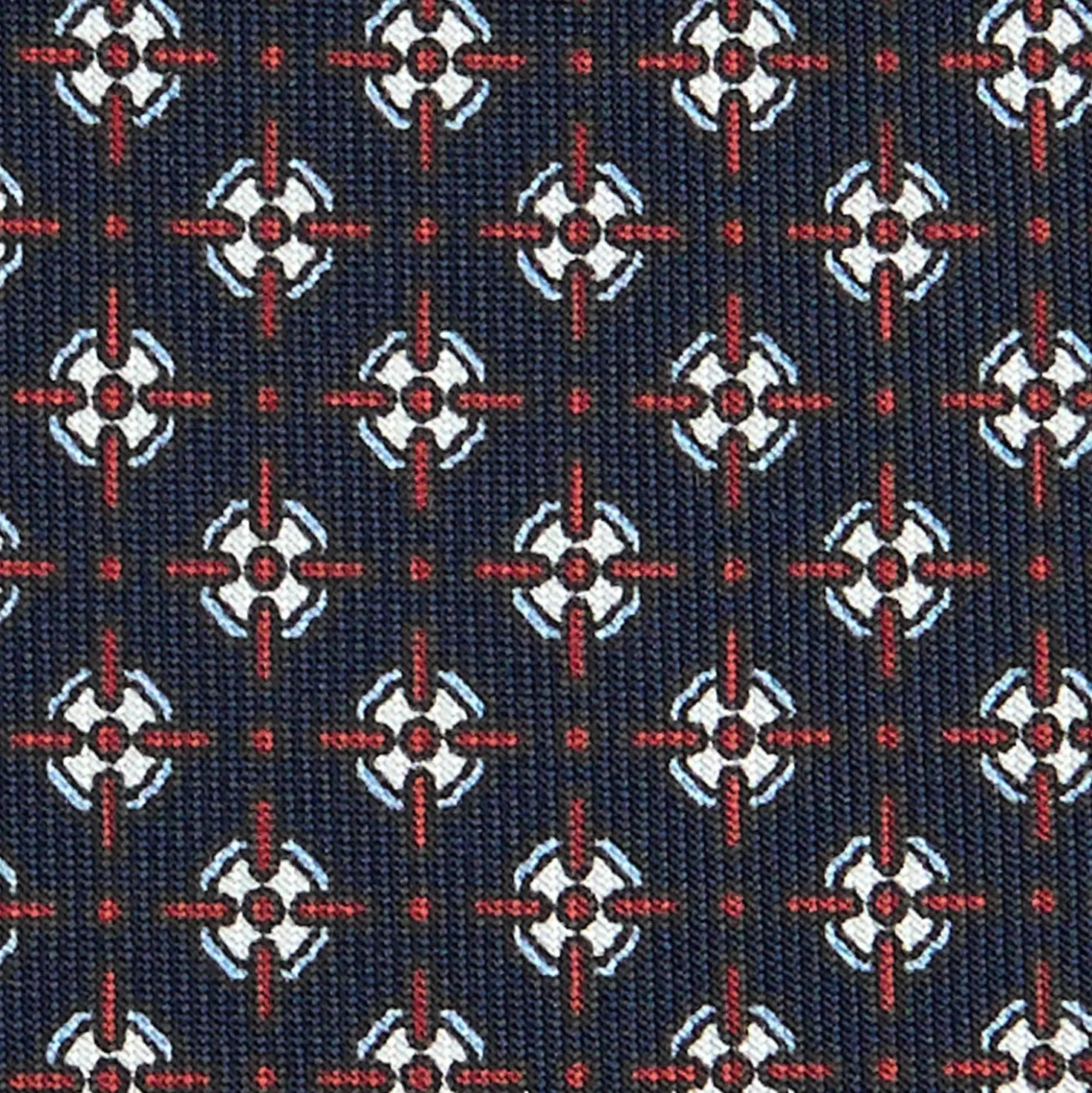 CRAVATTA SARTORIALE CLASSICA IN SETA BLU SCURO Microfantasia fiore