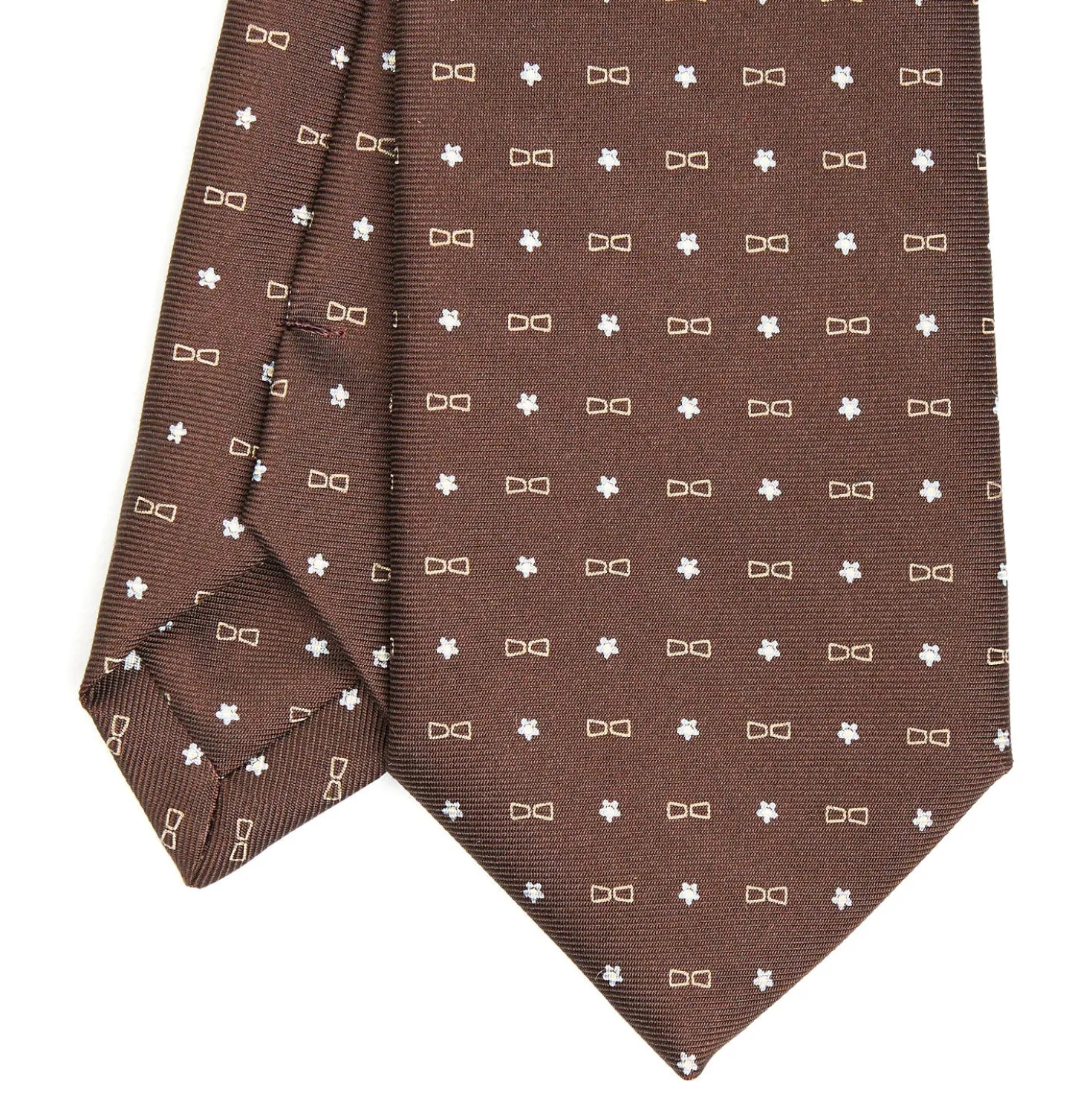CRAVATTA SARTORIALE CLASSICA IN SETA MARRONE SCURO E.marinella x borsalino