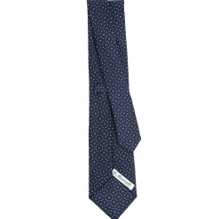CRAVATTA SARTORIALE CLASSICA IN SETA BLU SCURO Microfantasia fiore