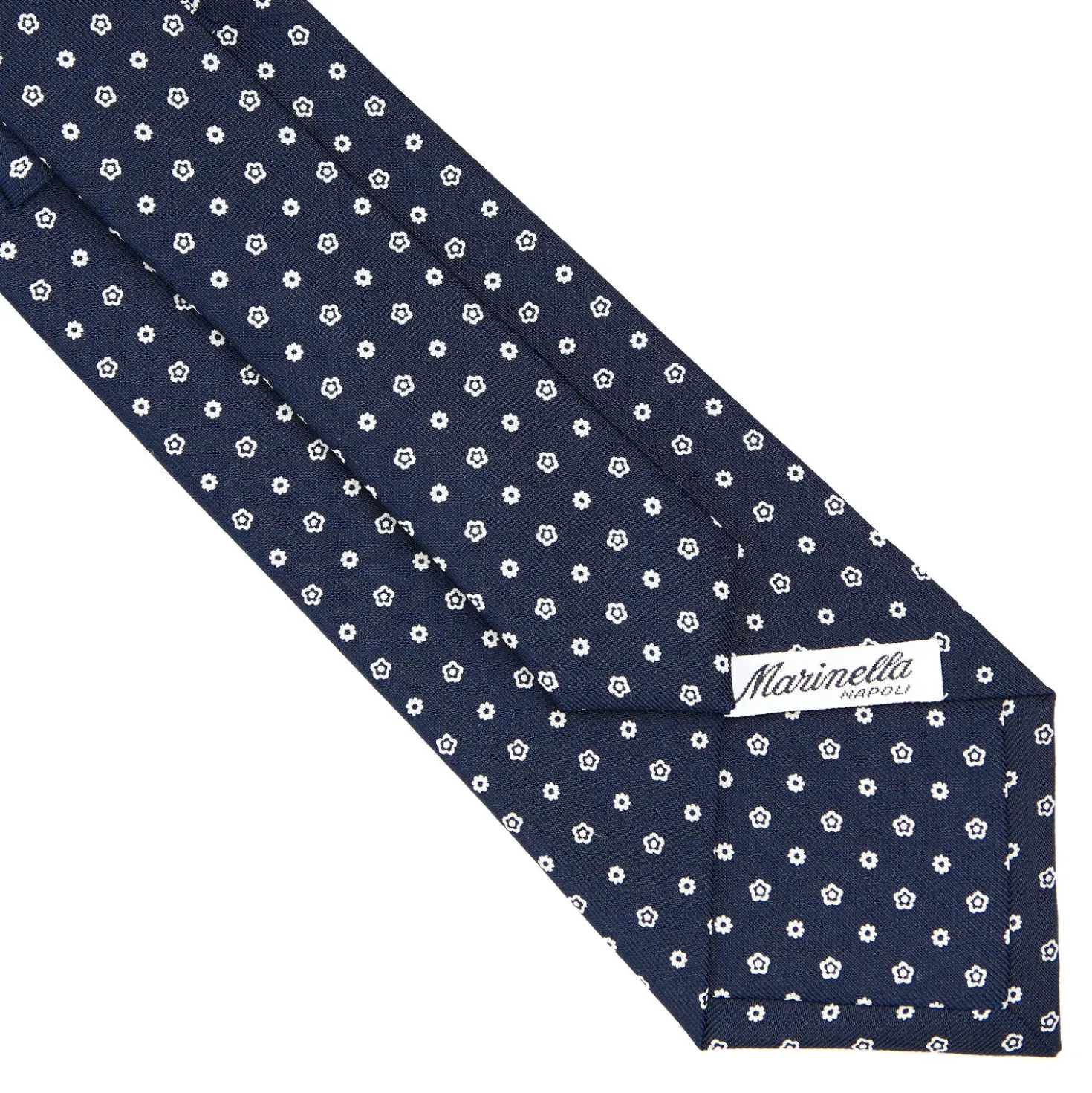 CRAVATTA SARTORIALE CLASSICA IN SETA BLU SCURO Microfantasia fiore