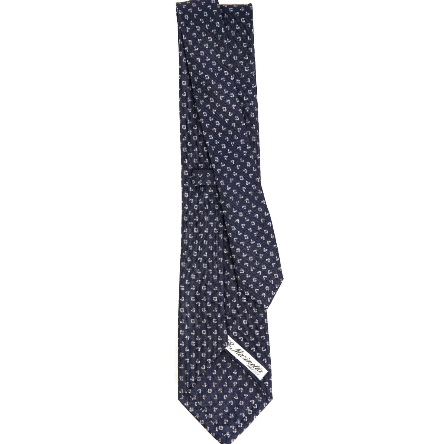 CRAVATTA SARTORIALE CLASSICA IN SETA BLU SCURO Microfantasia fiore