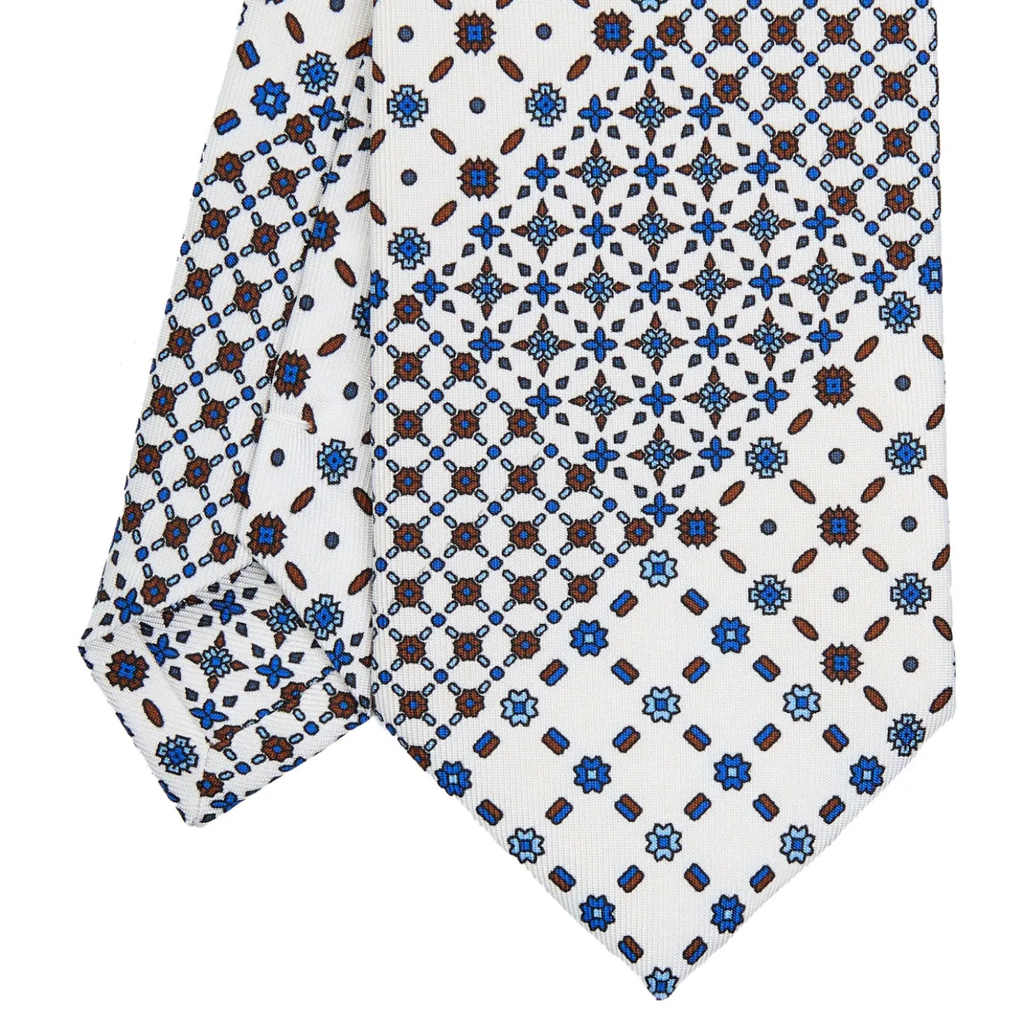 CRAVATTA SARTORIALE CLASSICA IN SETA BIANCA Patchwork