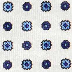 CRAVATTA SARTORIALE CLASSICA IN SETA BIANCA Microfantasia fiore