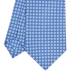 CRAVATTA SARTORIALE CLASSICA IN SETA AZZURRO POLVERE Microfantasia fiore