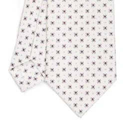 CRAVATTA SARTORIALE CLASSICA IN SETA BIANCA Microfantasia fiore