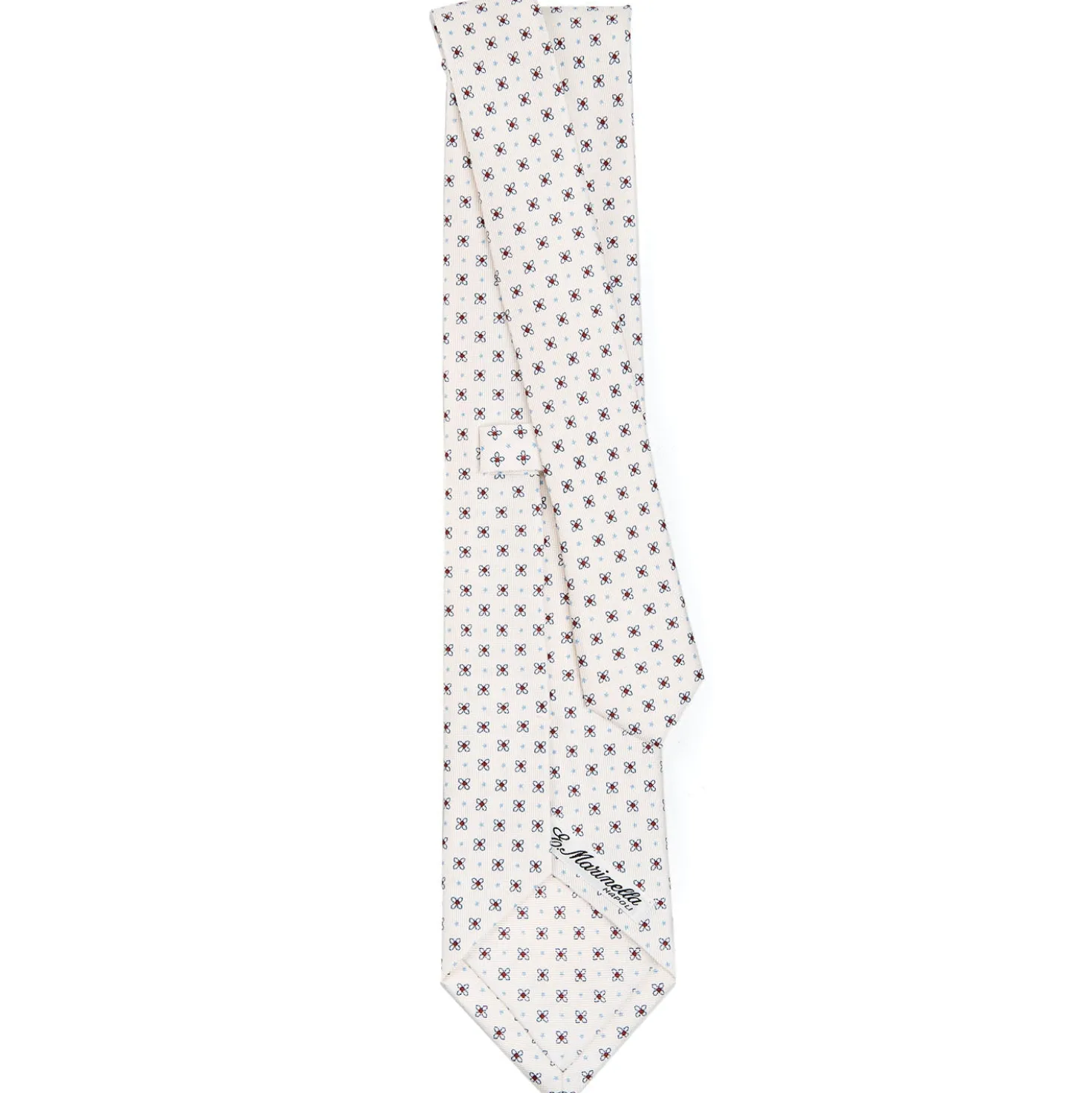 CRAVATTA SARTORIALE CLASSICA IN SETA BIANCA Microfantasia fiore
