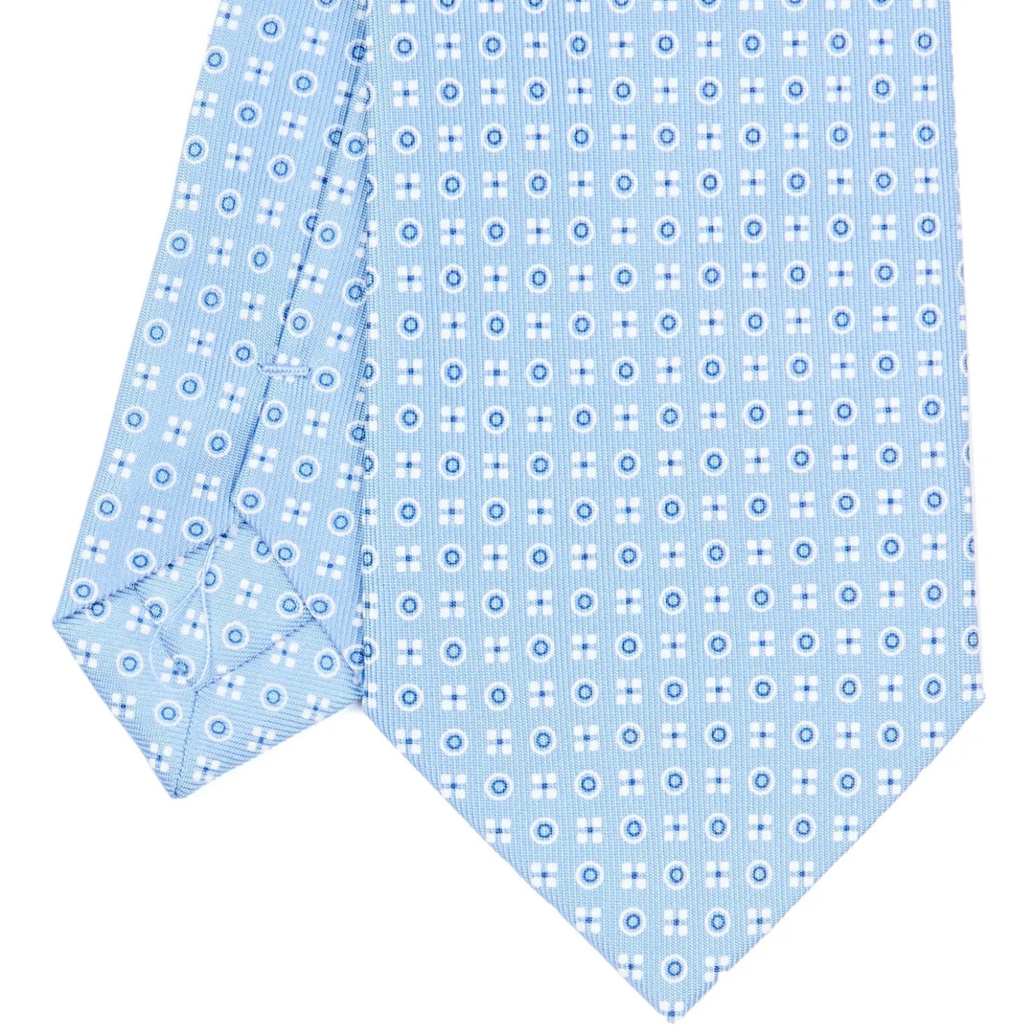 CRAVATTA SARTORIALE CLASSICA IN SETA AZZURRA Microfantasia fiore