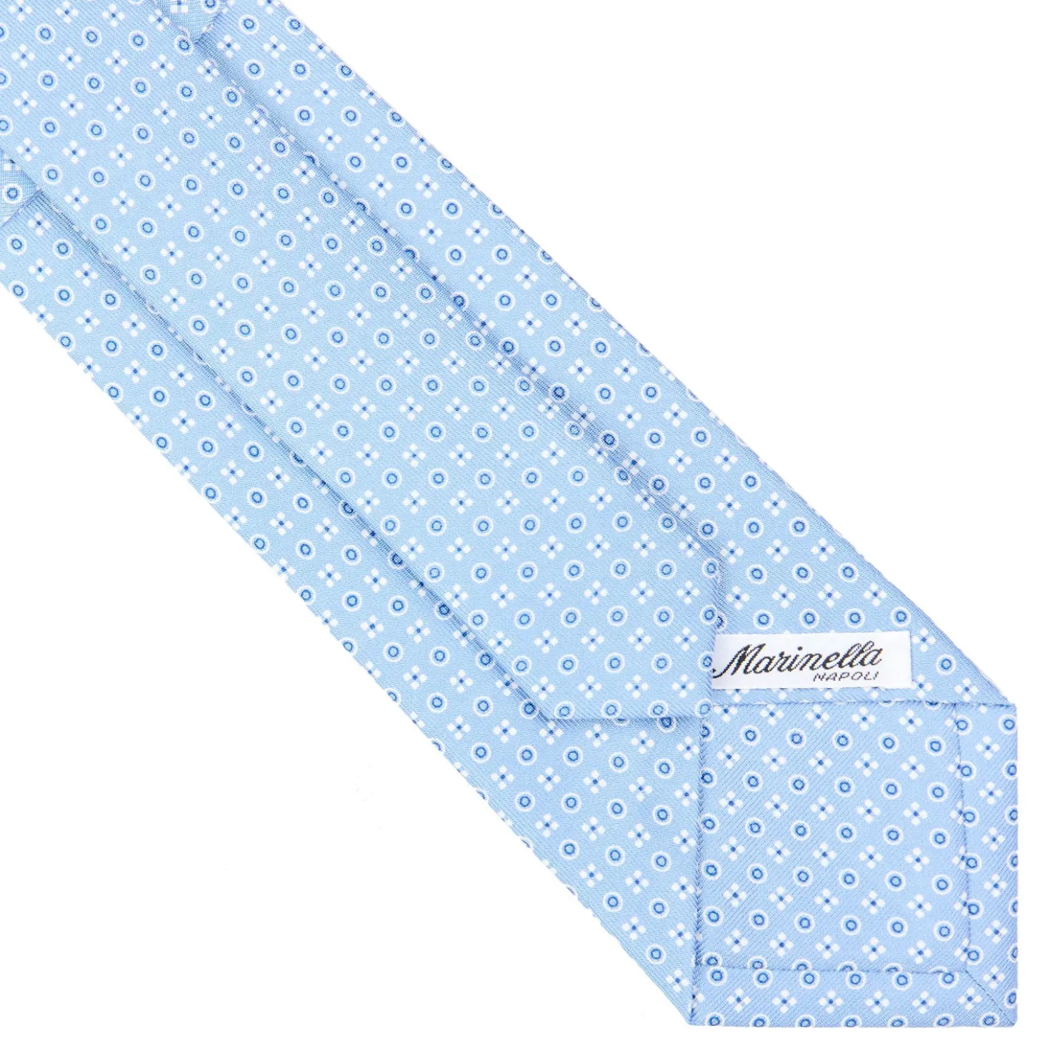 CRAVATTA SARTORIALE CLASSICA IN SETA AZZURRA Microfantasia fiore