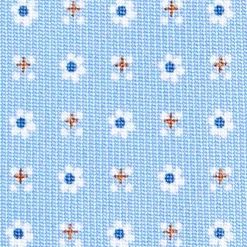 CRAVATTA SARTORIALE CLASSICA IN SETA AZZURRA Microfantasia fiore