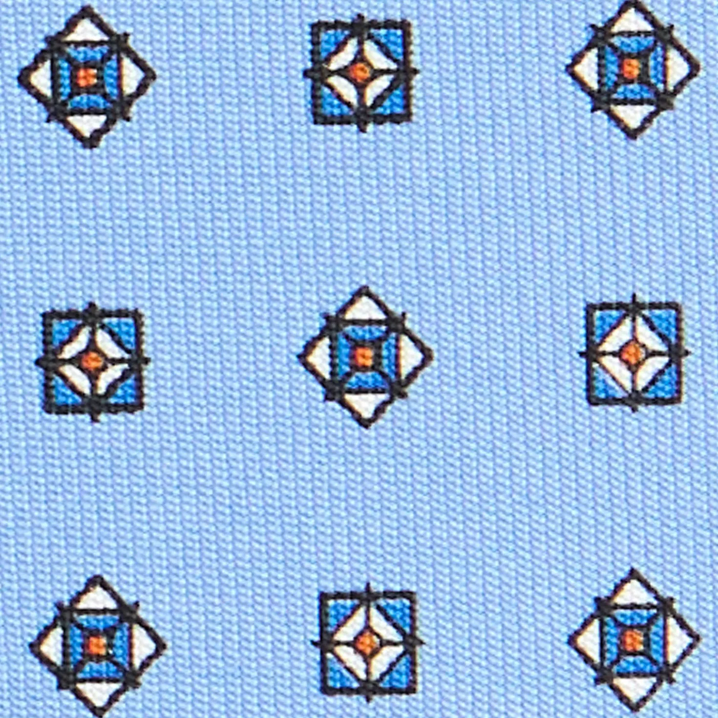 CRAVATTA SARTORIALE CLASSICA IN SETA AZZURRA Microfantasia fiore