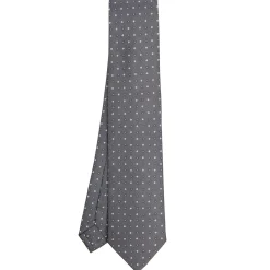 CRAVATTA SARTORIALE CLASSICA IN SETA GRIGIO SCURO Microfantasia fiore