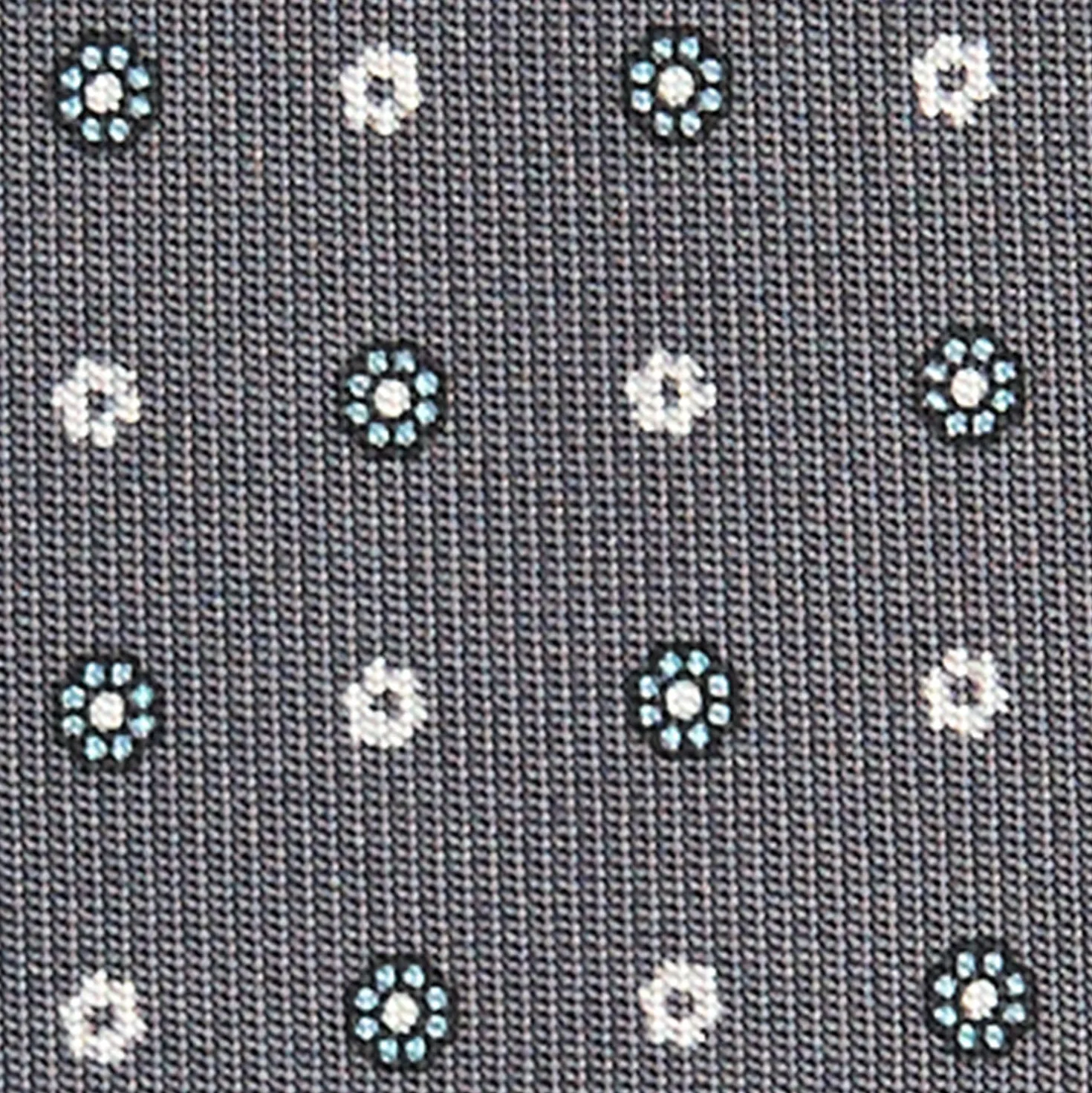 CRAVATTA SARTORIALE CLASSICA IN SETA GRIGIO SCURO Microfantasia fiore