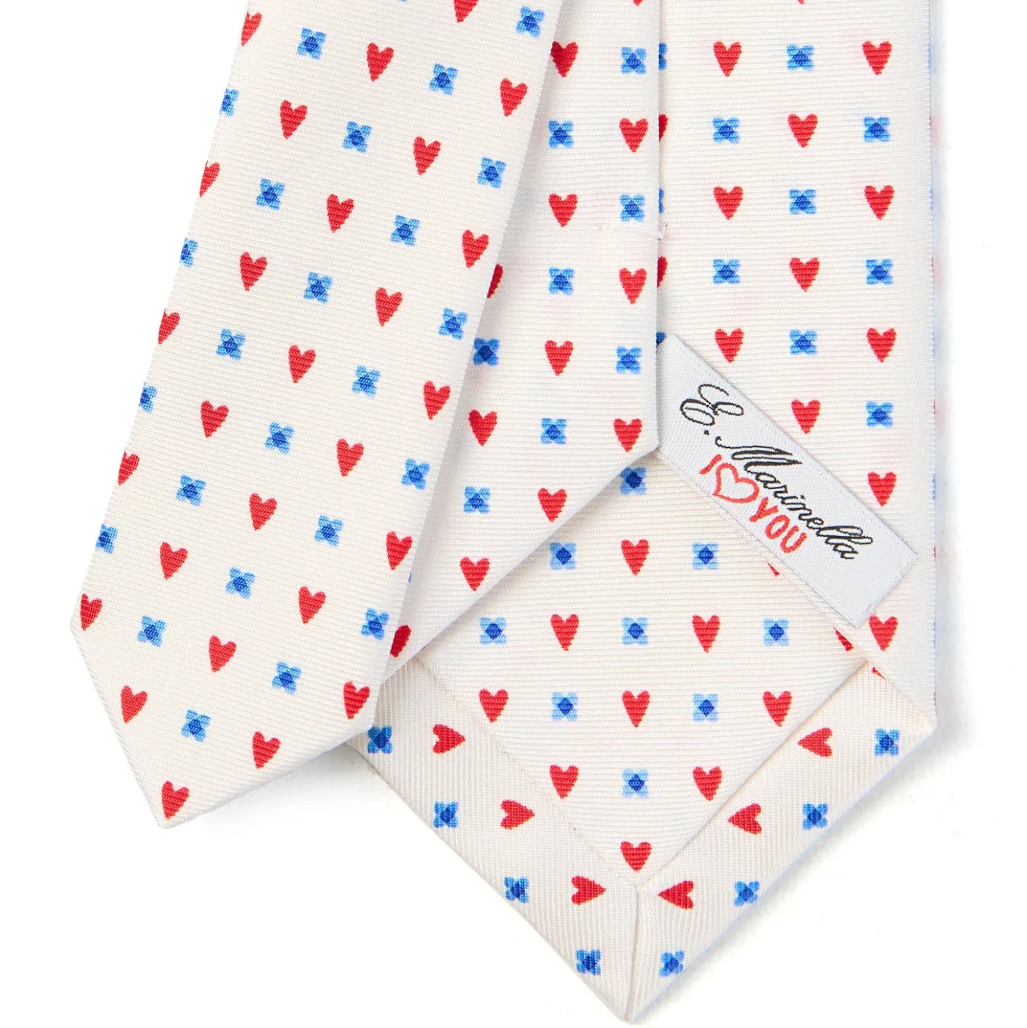 CRAVATTA SARTORIALE CLASSICA IN SETA BIANCA Collezione san valentino