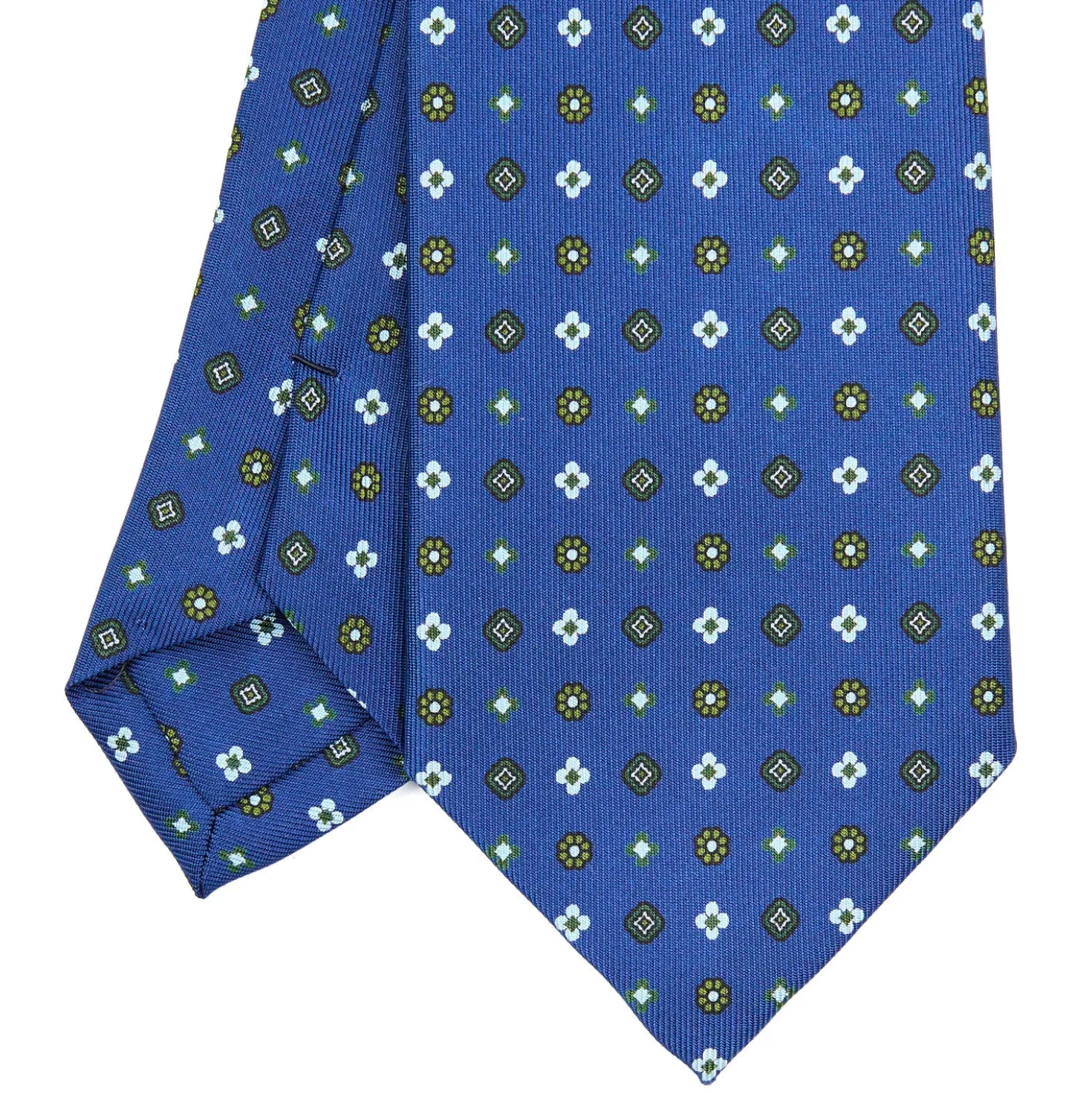 CRAVATTA SARTORIALE CLASSICA IN SETA BLU Microfantasia fiore